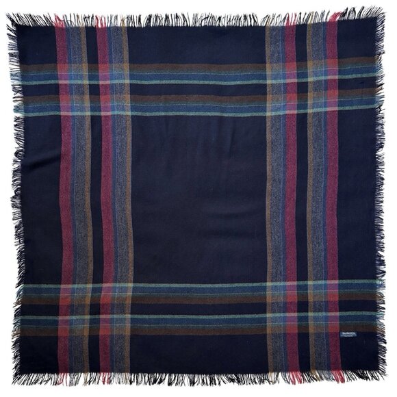 Vintage Burberry Extra Large Wool Scarf Shawl Made In Ireland 53 In - Picture 3 of 12